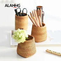 rattan wicker basket tea accessories decorative baskets storage box makeup organizer for cosmetics home organization home garden