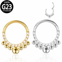 g23 titanium cartilage earring zircon ball ear stud tragus helix piercing hinged segment septum clicker hoop nose ring jewelry