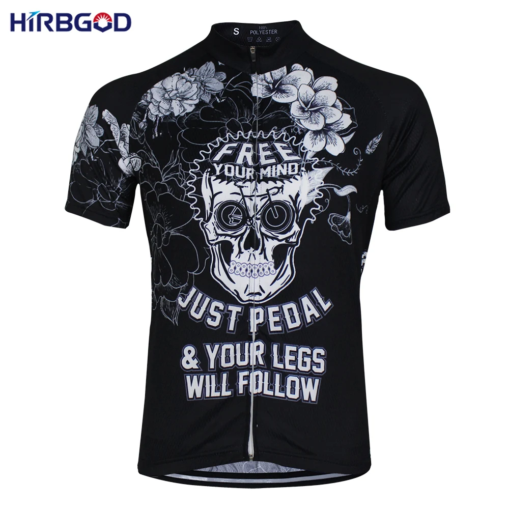 

HIRBGOD Skull Black Cycling Jersey Men Summer Short Sleeve Mountain Bike Wear Anti-Sweat High Quality Ciclismo Clothes,TYZ167-01