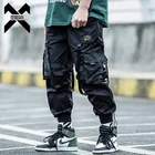 Брюки-карго 11 BYBB'S мужские, джоггеры, уличная одежда, брюки до щиколотки, с лентами, с эластичным поясом, черные штаны в стиле хип-хоп, DG166