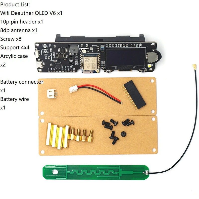 Wifi Deauther OLED V6 ESP8266 Development Board 18650 Battery Polarity Protection Case Antenna 4MB ESP-07 I1-005 | Компьютеры и офис