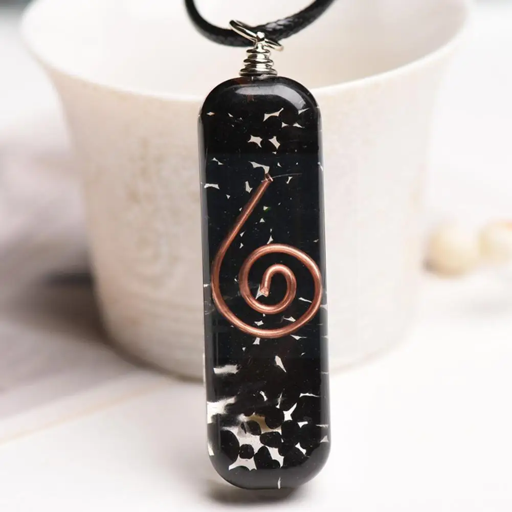 

Black Natural Necklace Pendant Tourmaline Reiki Healing Orgone Crystal String Stone With Energy Crystals Chakra Stress Reli N5r2