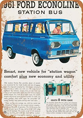 Металлический знак 1961 Ford Econoline Station Bus-винтажный Настенный декор для кафе пива