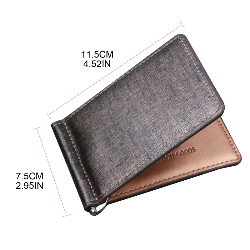

Men Slim Wallet Money Clip Business PU Leather Cash ID Credit Card Holder