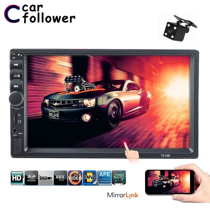 Автомагнитола 7018b 2 Din 7 дюймов HD стерео сенсорный экран аудио рекордер Bluetooth