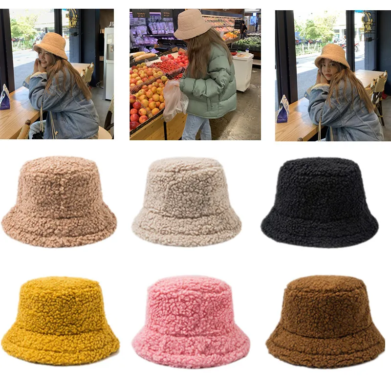 

1Pcs Winter Fashion Beauty Gilrs Woman Hats Lamb Wool Soft Flat Caps Fisheman Warm Outdoor Suncsreen Hat