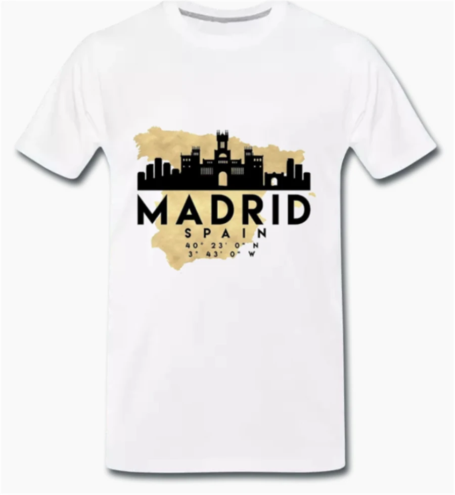 Топы футболки футболка Джерси сувенир карта Мадрид Испания забавная 1 s m l XL новая