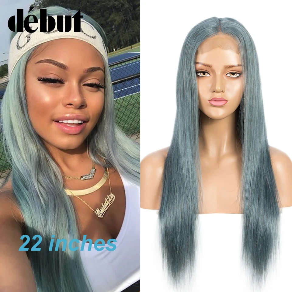 Дебютные парики Реми из человеческих волос для женщин голубые светлые