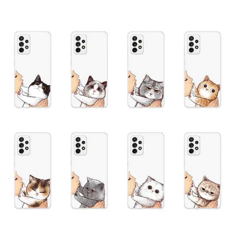 

No Kisses cute Cat animal Phone Case Transparent For Samsung Galaxy A S Note 9 10 51 50 71 70 80 20 21 30s ultra plus