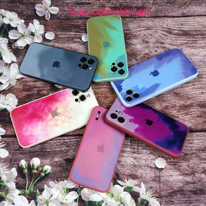 

Lightweight phone case for iPhone 12 Pro Max Case watercolor liquid iPhone 11 multicolor iPhone SE 2020 X XR XS 7 8plus XSMAX 6P