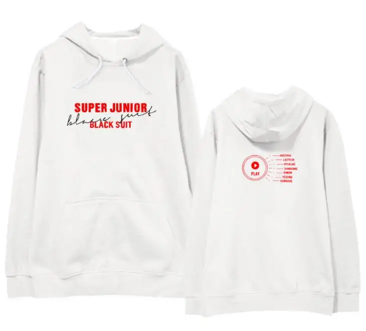 

Super junior 8th album same all member names printing pullover hoodies kpop unisex fashion fleece/thin loose sweatshirt