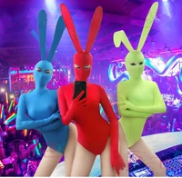 red blue bodysuit halloween nightclub dj singer stage costume party bunny girl teams jazz pole dancing performance stage wear