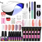 Маникюрный набор поли УФ-гель комплект Гель-лак Набор для создания полного УФ гель для наращивания ногтей маникюрный набор светодиодный светильник Растяжка комплект