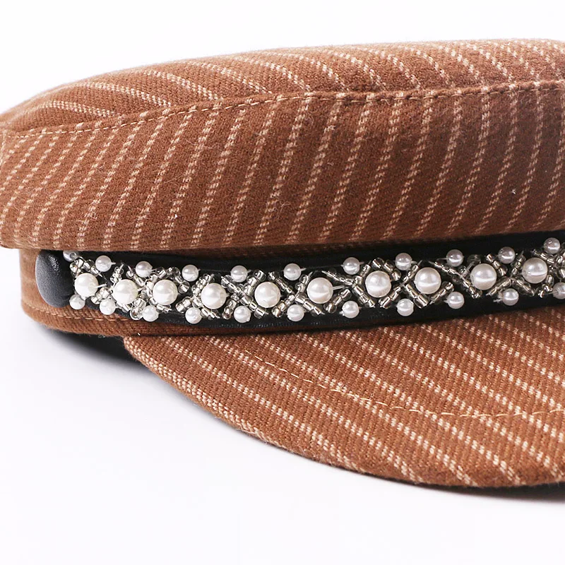 Новая мода жемчужная военная шляпа весна лето моряк для женщин мужчин уличный