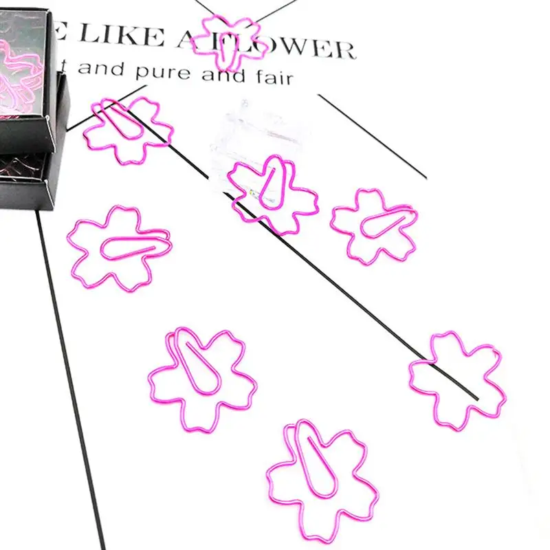 12pcs Pink Cherry Blossom Paper Clip Creative File Clamps Adorable Holder (Pink Box Packing) | Канцтовары для офиса и дома