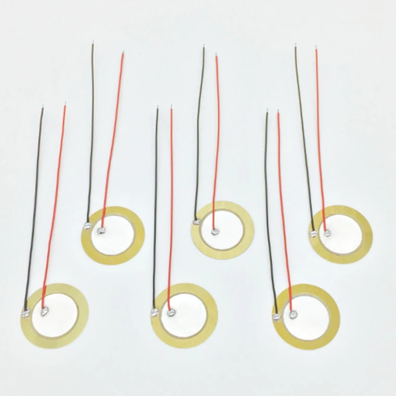 

6 Pieces 27mm Pickup Piezo Disc Elements with 23cm Leads Cigar Box Guitar Pickup Repair Luthier Tool