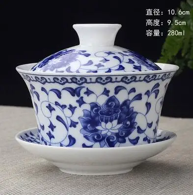 Китайский чайный сервиз Gaiwan голубой и белый фарфоровый китайский чайная чашка