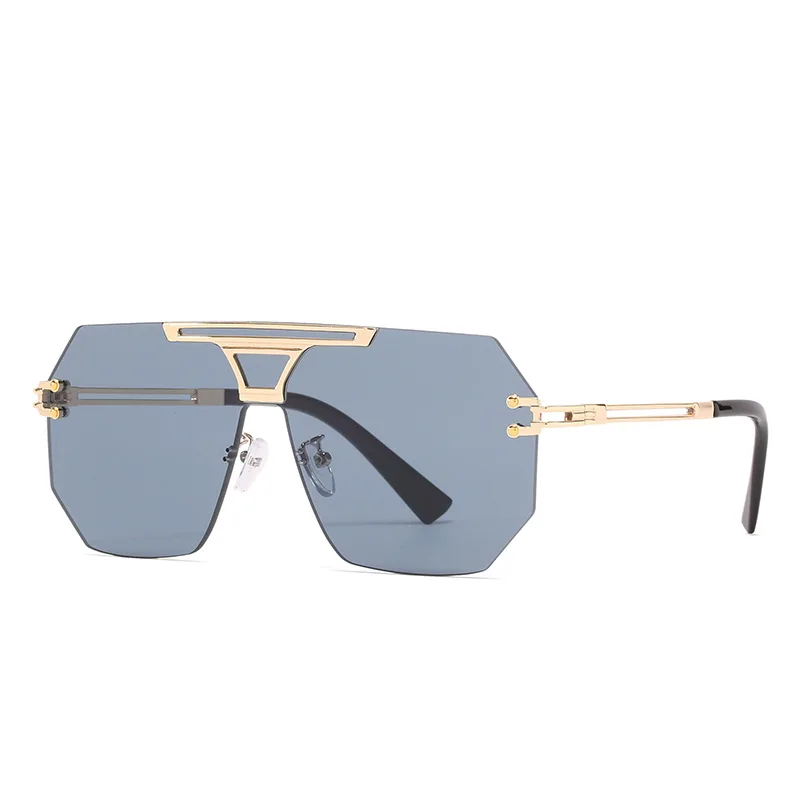 

2021 Brand Design Rimless Big Frame Sunglasses For Women Men Fashion Retro Vintage Male Ladies Elegant Driving Party Sun Glasses