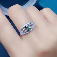 100 natural chinese sapphire silver ring blue green color sapphire ring for daily wear solid 925 silver sapphire jewelry