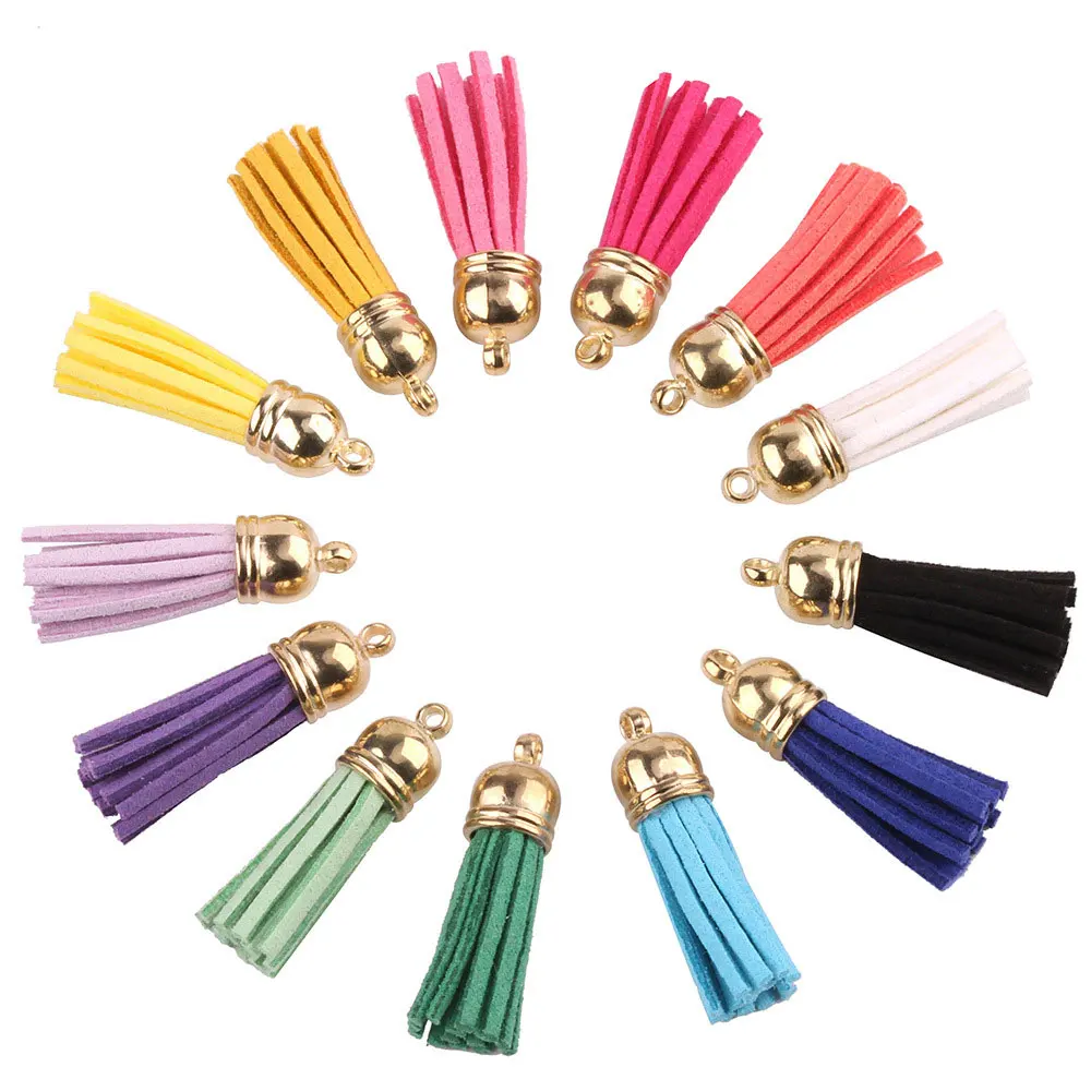 100Pcs/Lot Tassels Leather Keychain Tassels  Mini Tassels For DIY Crafts Keychain Pendant Summer Jewelry Making Earrings Charms