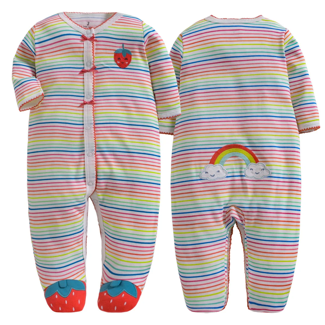 strawberry rainbow Детский хлопковый комбинезон с длинными рукавами для мальчиков, jumsuit, одежда для маленьких мальчиков от 0 до 3 месяцев зимняя одежда для маленьких девочек, комбинезон - Цвет: strawberry rainbow