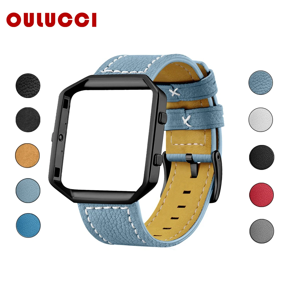 Кожаный ремешок Oulucci для часов fitbit blaze band с рамкой сменный металлической браслета