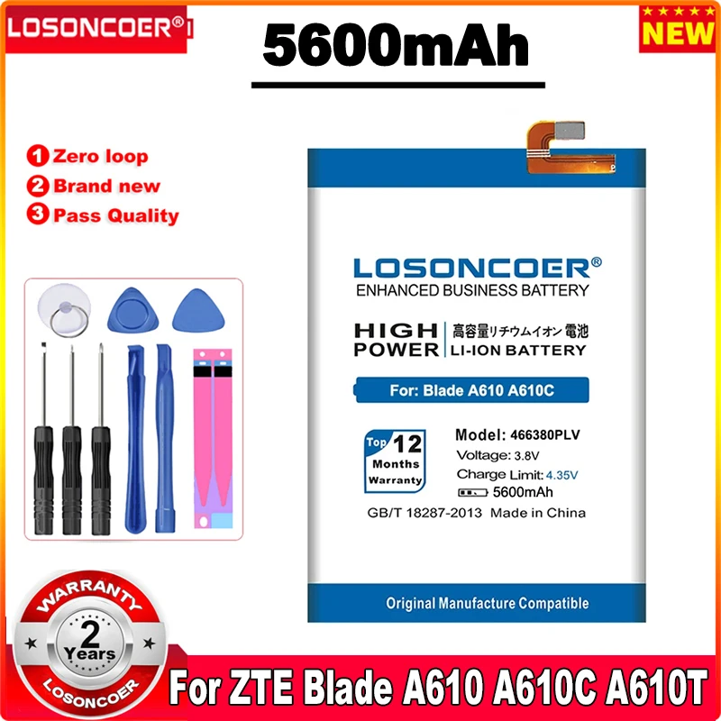 Аккумулятор LOSONCOER 5600 мАч 466380PVL 466380PLV Аккумулятор для ZTE Blade A610 A610C A610T BA610C BA610T