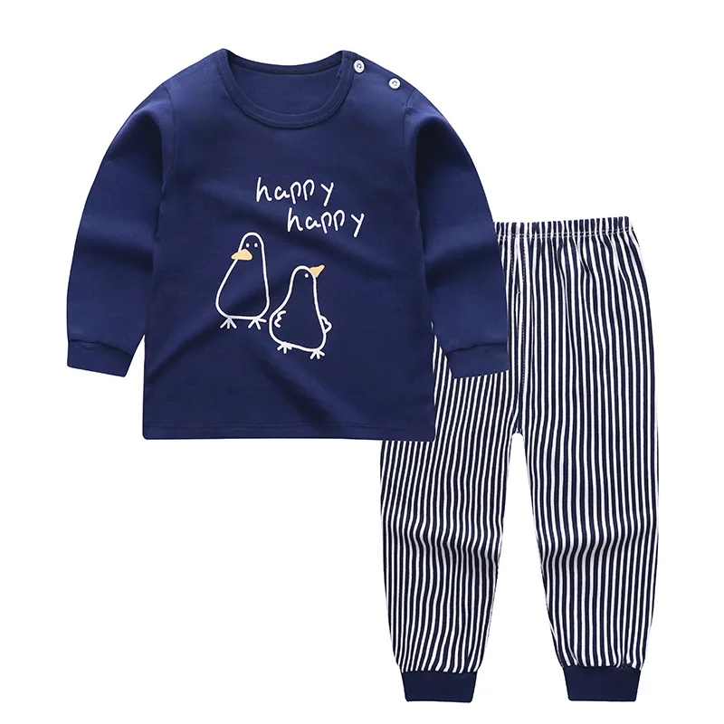 Conjuntos de pijama de algod&oacute;n para ni&ntilde;os y ni&ntilde;as, camisetas con estampado de dibujos animados y cuello redondo, pantalones, ropa de oto&ntilde;o, novedad de 2021-3