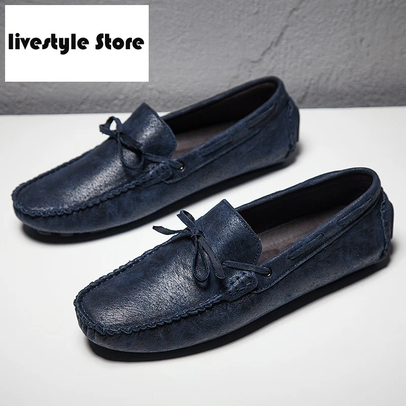 

2021 High Quality Moccasins Mens Genuine Leather Loafers Men Slip On Driving Shoes Male Comfortable Gommino Boats Shoes