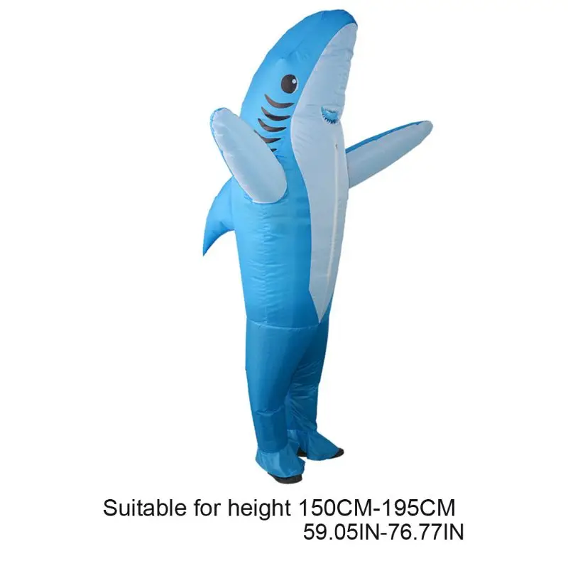 

Adult Shark Fancy Dress Costume Funny Inflatable Blow Up Carry Ride On Outfit Fat Suit Halloween Cartoon Cosplay Accessories