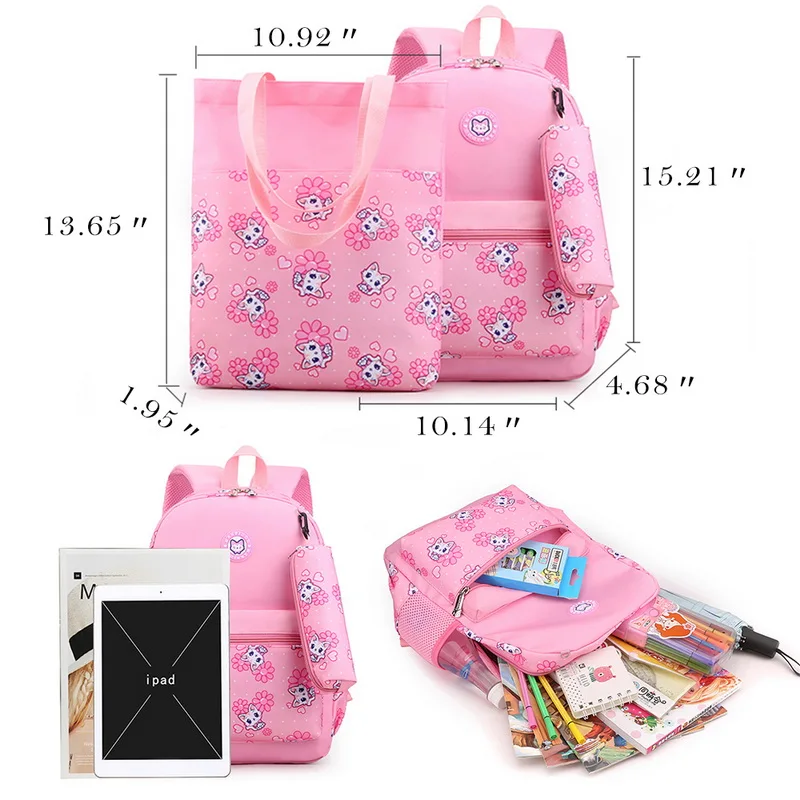 

3pcs/set Waterproof Children School Bags For Girls School Backpacks Kids Schoolbag Shoulder Bag Pencil Case Backpack