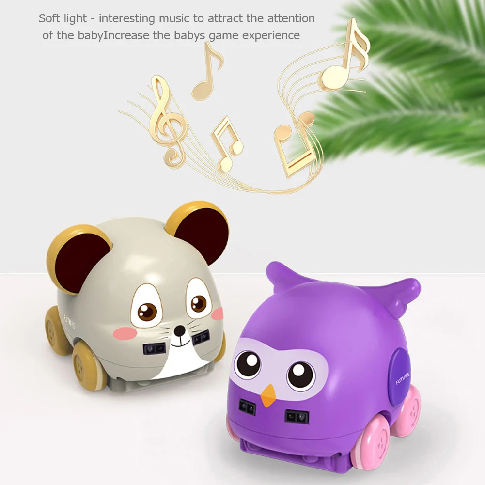 

1:32 Remote Control Car Baby Cartoon Animals Track Cars Owl Four-way Obstacle Avoidance Follow Wireless RC Toys for Kids Gifts