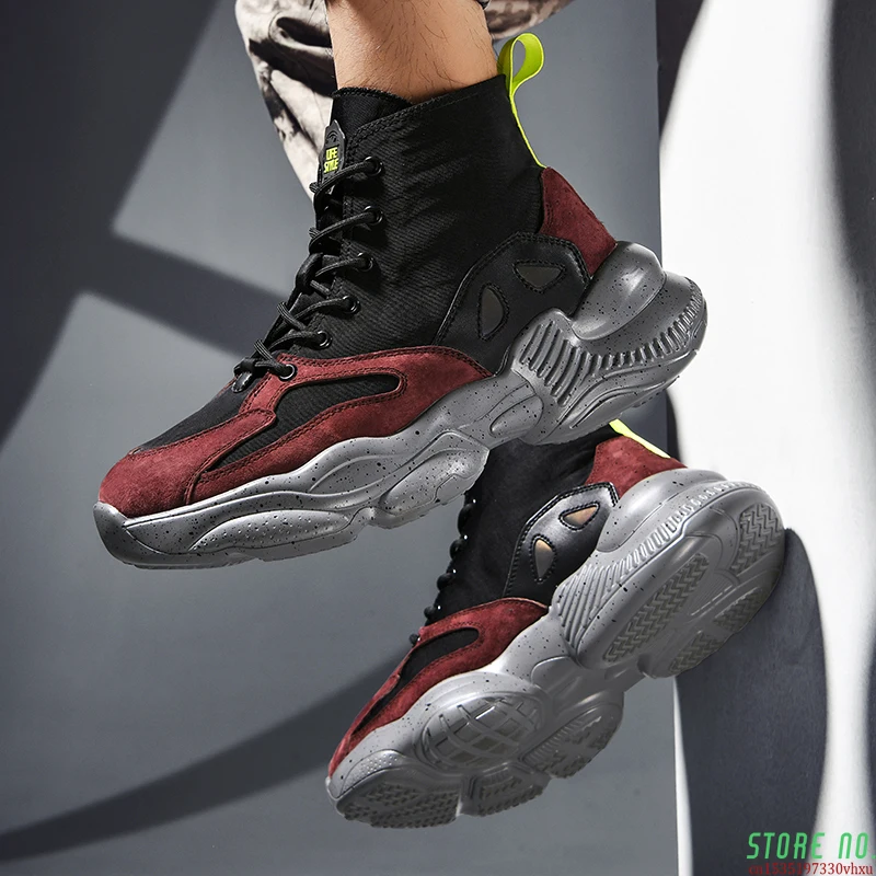 

Кроссовки мужские повседневные, дышащие высокие кеды с воздушной подушкой, спортивная обувь, носки, Баскетбольная обувь