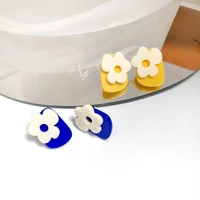 s925 needle fashion jewelry blue yellow resin earrings 2021 new design sweet flower stud earrings for women party gifts