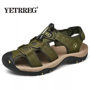 Мужские летние сандалии, из натуральной кожи, размеры 38-48