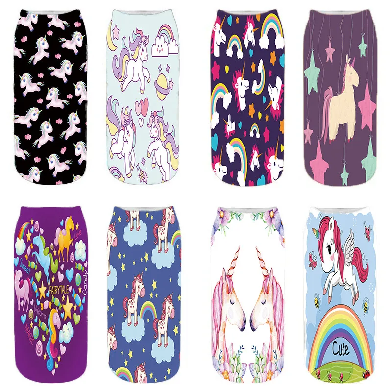 Носки женские с 3D принтом модные креативные дизайнерские короткие мультяшным