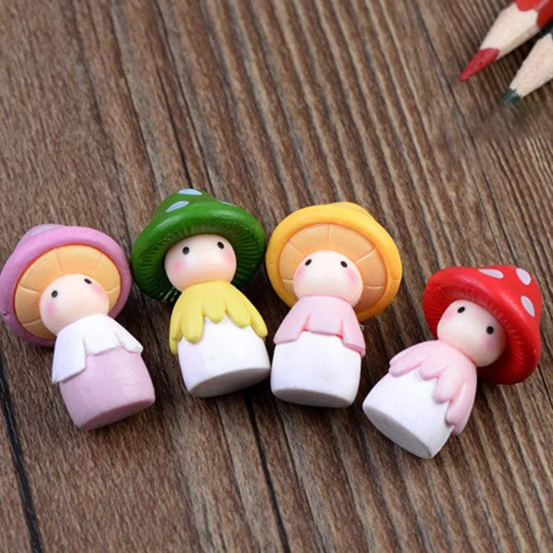 4 шт. Мультяшные грибы из смолы кабошоны домашний сад Декор Мини Пейзаж Сказочный