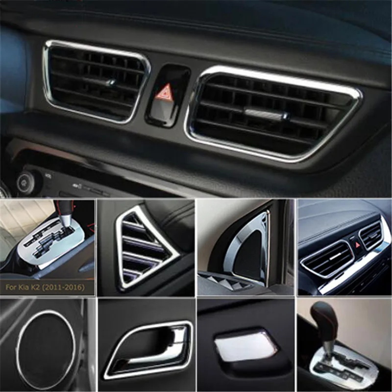 

Car Accessories Gear Speaker Glove box Interior Door handle Air Vent outlet trim Decoration frame kit For Kia Rio K2 2011-2016