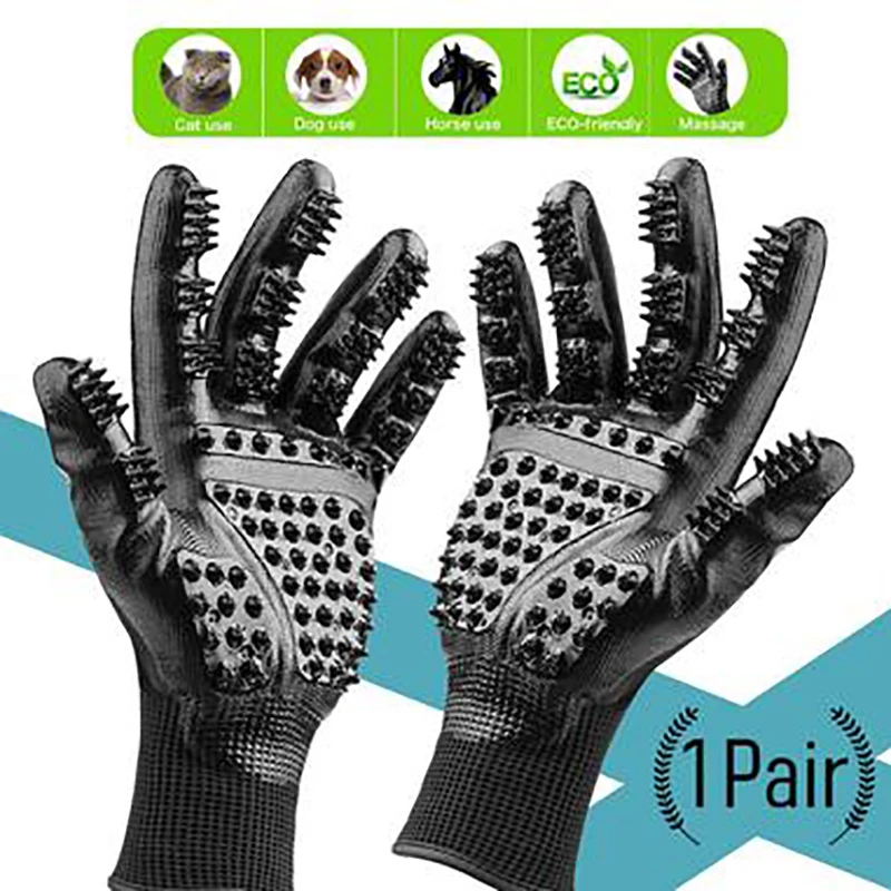 

Pet Hair Grooming Glove Cats Soft Rubber Pet Hair Remover Dog Horse Cat Shedding Bathing Massage Brush Clean Comb Animals