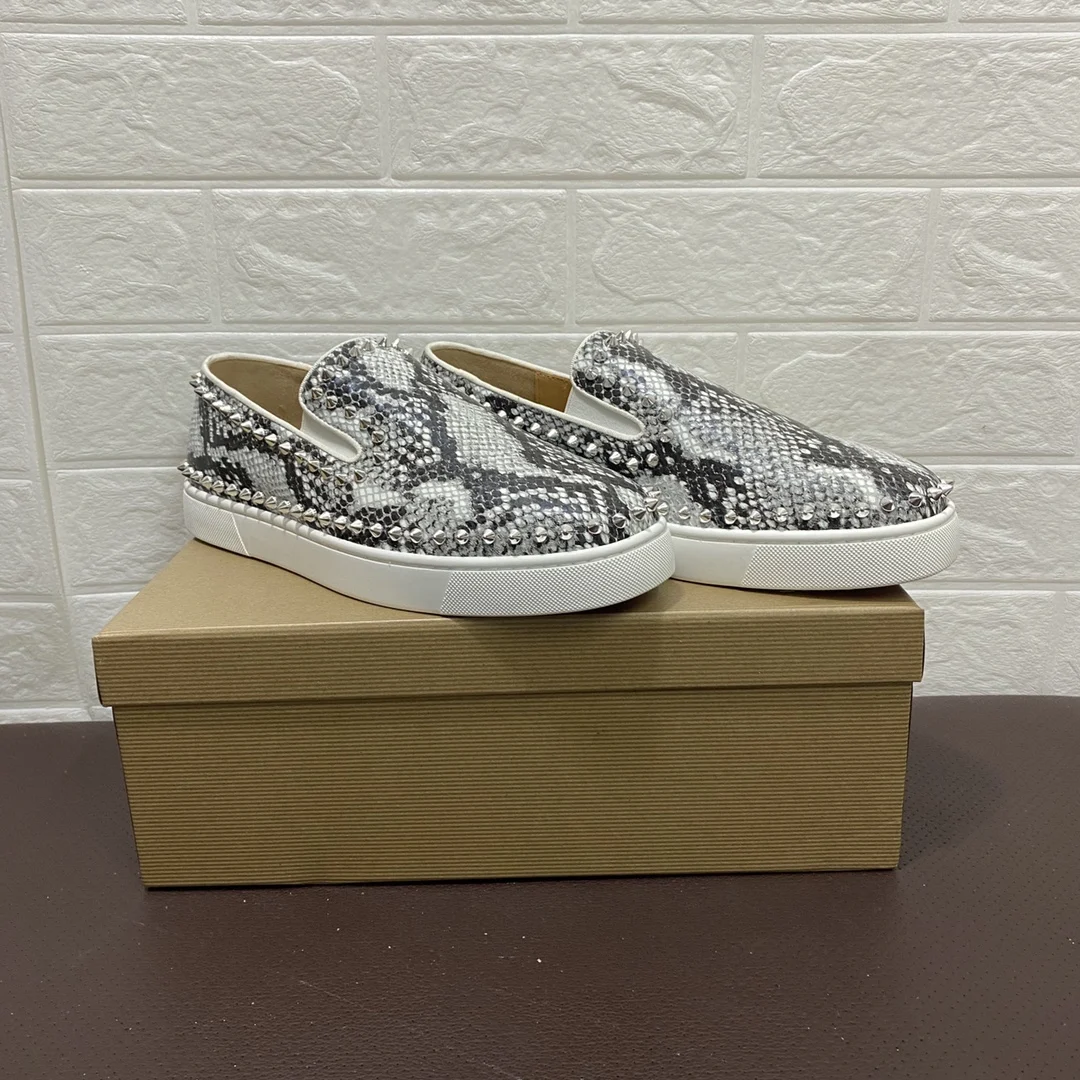 

Top Mens red bottoms shoes Original Snake Skin Real leather comfortable Casual fashion women white pairs Spike Luxury sneakers