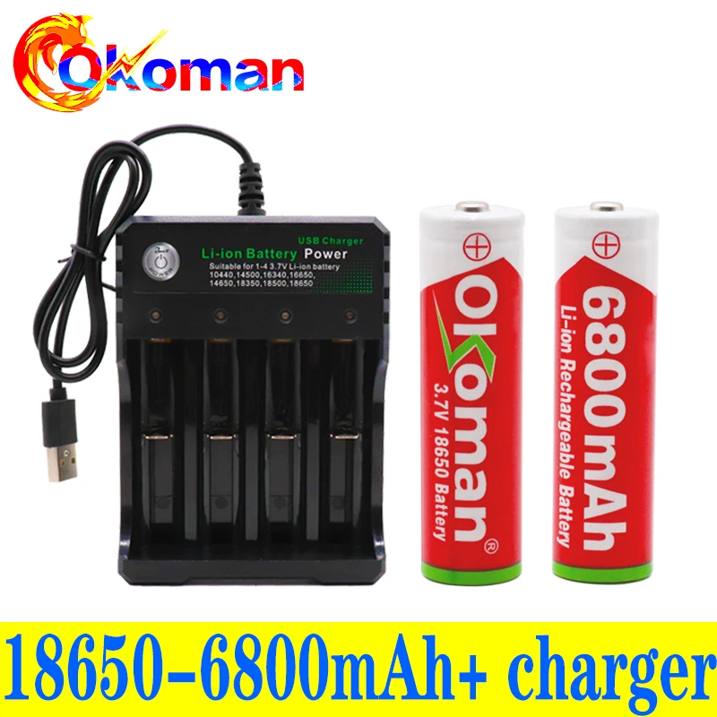 100% Новый оригинальный 3 7 v 6800mah 18650 литиевая аккумуляторная батарея для