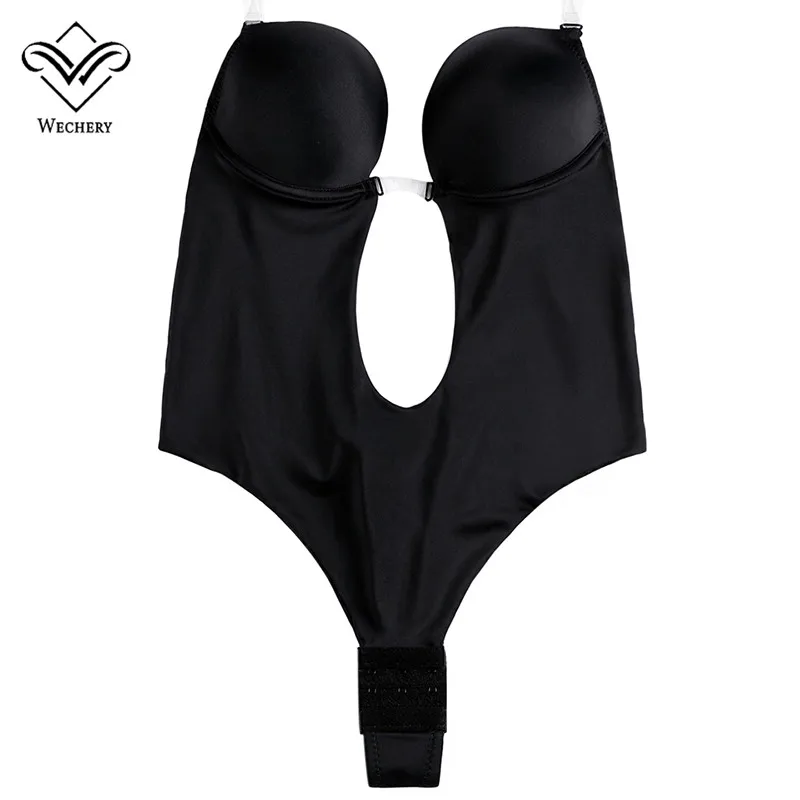 Wechery платье с низким вырезом на спине Корректирующее белье боди глубоким и