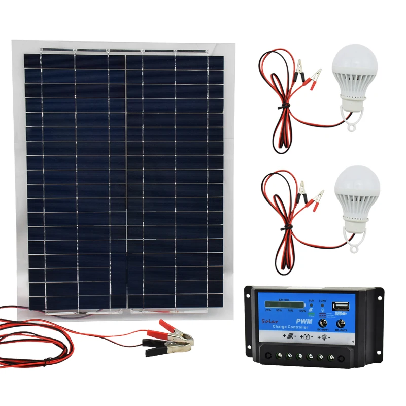 12 В 20 Вт поликремниевая солнечная панель комплект с 10 А контроллером зарядного