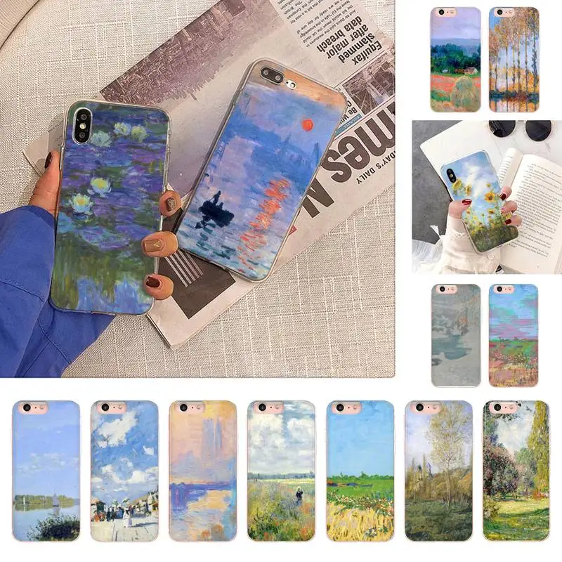 

Claude Monet Oil Painting Phone Case for iphone 13 X XS MAX 6 6s 7 7plus 8 8Plus 5 5S se 2020 XR 12 11 pro max Fundas Capa