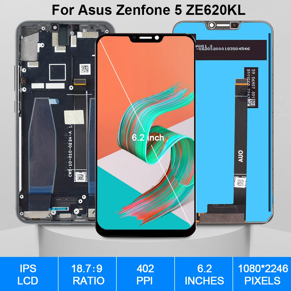 Pantalla t&aacute;ctil Original para Asus Zenfone 5 ZE620KL, piezas de repuesto de digitalizador, LCD, X00QD-1