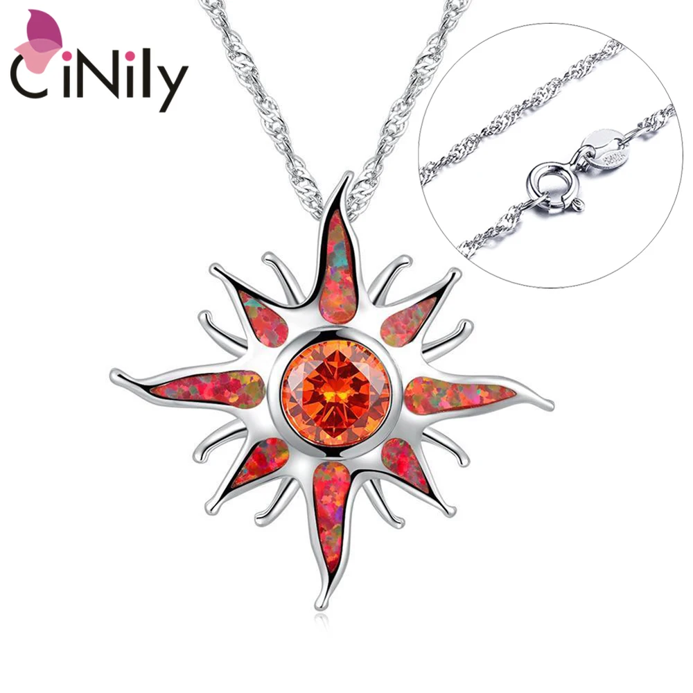CiNily Starburst огненный опал камень большой висячий кулон посеребренный Солнечный