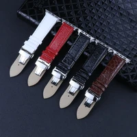 crocodile pattern genuine leather butterfly buckle watch strap for apple watch iwatch series 54321 38mm 40mm 42mm 44mm