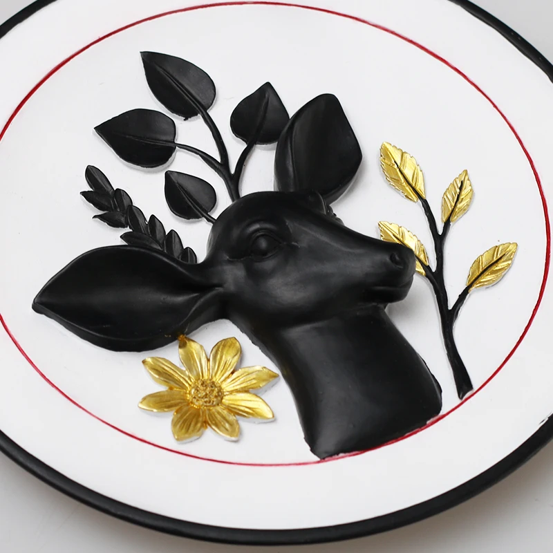 Креативные настенные подвесные тарелки с 3D рисунком лося часы оленем для