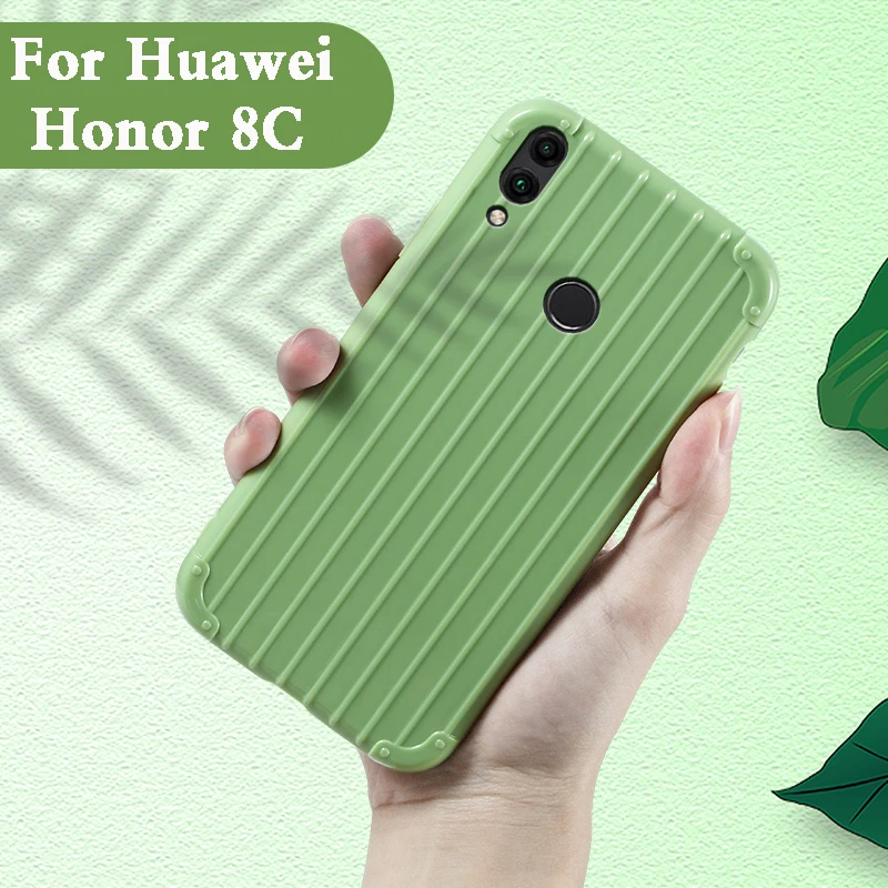 Роскошный чемодан для huawei honor 8C чехол Модный милый силиконовая задняя крышка
