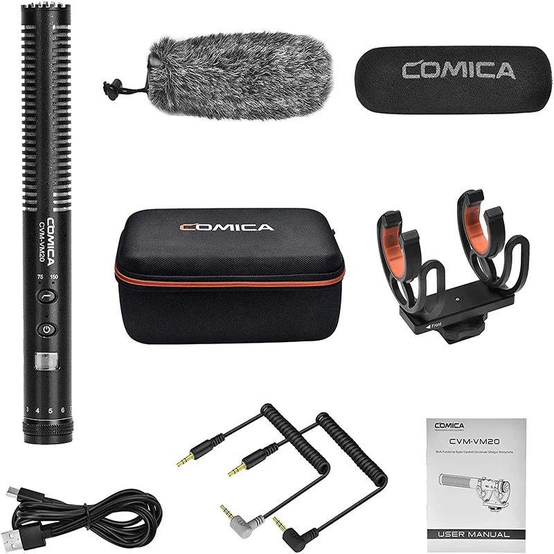 

Comica CVM-VM20 Camera Shotgun Microphone with Rycote Shock Mount, Furry Deadcat, OLED Power Display, Super-Cardioid Directional